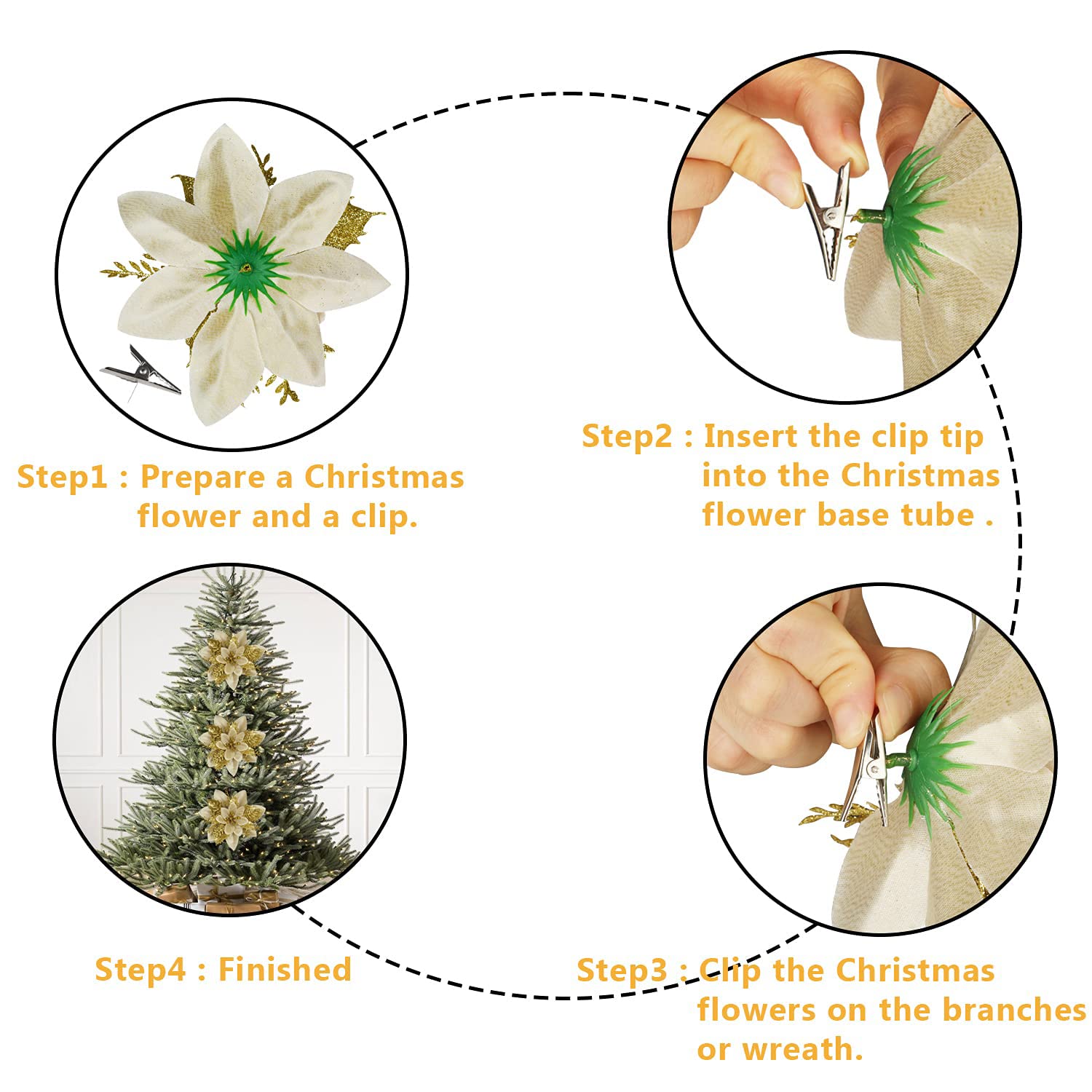 Amazon｜BAOTUJIA クリスマスポインセチアの花 12個 造花 クリスマス
